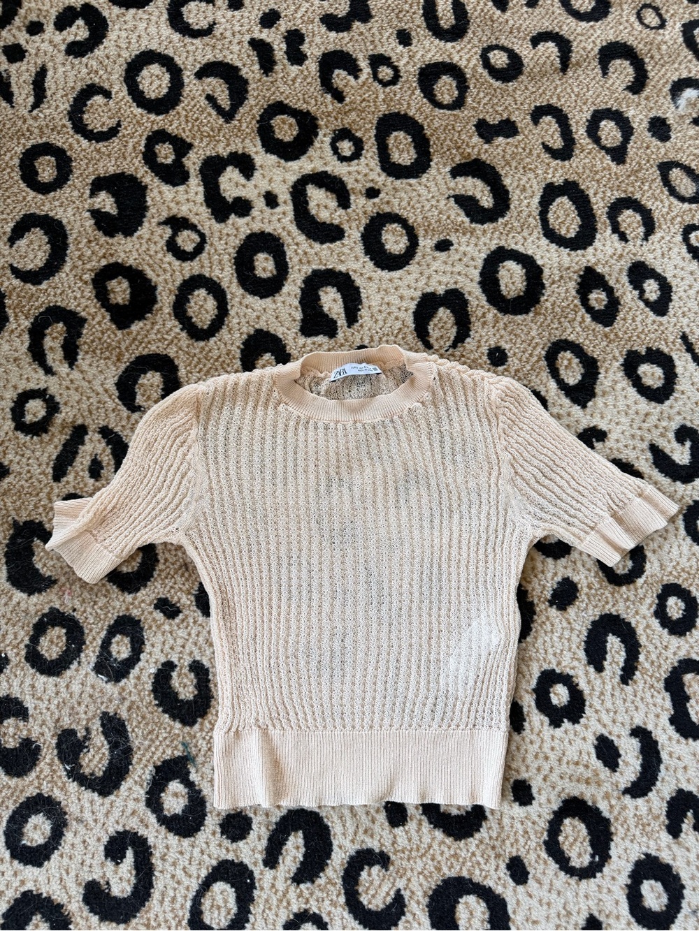 Zara Cream Knit Cropped Top